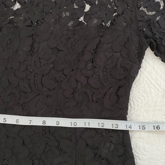 Lulus Black Floral Lace Long Sleeve Midi Dress/ Size S - Picture 9 of 10